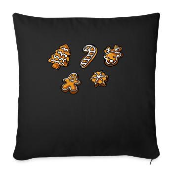 Christmas Cookies Gingerbread - Sofa pillowcase 17,3'' x 17,3'' (45 x 45 cm) - black - Front