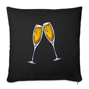 Neujahr Sektgläser Sekt - Sofakissenbezug 45 x 45 cm - Schwarz - Vorne