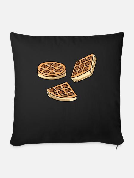 Waffel Süßigkeiten - Sofakissenbezug 45 x 45 cm - Schwarz