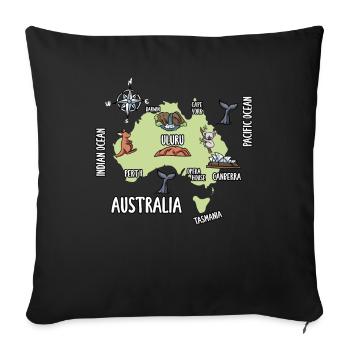 Australia Map - Sofa pillowcase 17,3'' x 17,3'' (45 x 45 cm) - black - Front