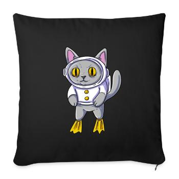 Underwater Cat Diving Diver - Sofa pillowcase 17,3'' x 17,3'' (45 x 45 cm) - black - Front