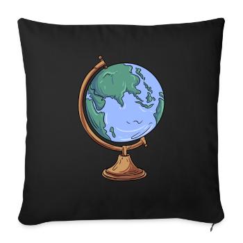 Globe Geography - Sofa pillowcase 17,3'' x 17,3'' (45 x 45 cm) - black - Front