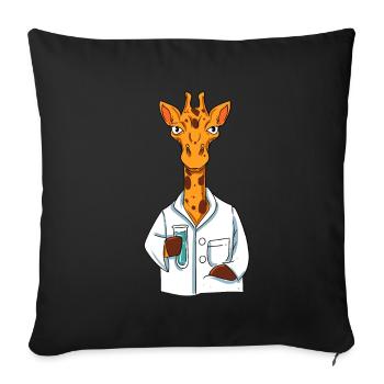 Giraffe Scientist - Sofa pillowcase 17,3'' x 17,3'' (45 x 45 cm) - black - Front