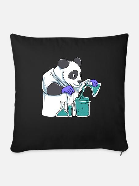 Panda Wissenschaftler - Sofakissenbezug 45 x 45 cm - Schwarz