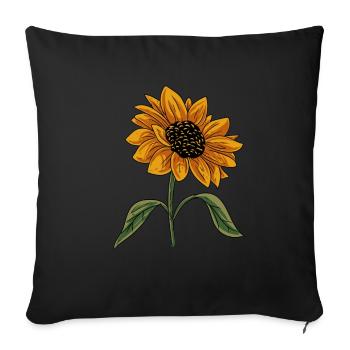 Sunflower Flower - Sofa pillowcase 17,3'' x 17,3'' (45 x 45 cm) - black - Front