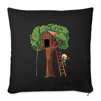 Cabane dans les arbres de jeux - Housse de coussin décorative 45 x 45 cm - noir - Devant