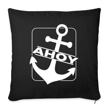 Ahoy Voilier Ancre - Housse de coussin décorative 45 x 45 cm - noir - Devant