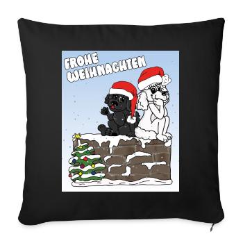 Weihnachtliches Pudelmotiv - Pudels Weihnachten - Sofakissenbezug 45 x 45 cm - Schwarz - Vorne