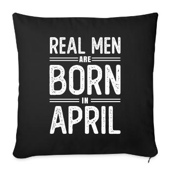 Anniversaire De vrais hommes naissent en avril - Housse de coussin décorative 45 x 45 cm - noir - Devant