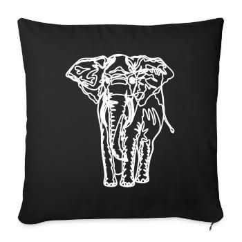 Drawing of an elephant - Sofa pillowcase 17,3'' x 17,3'' (45 x 45 cm) - black - Front
