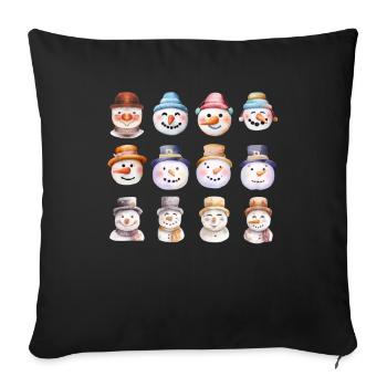 Schneemann Gesichter - Sofakissenbezug 45 x 45 cm - Schwarz - Vorne