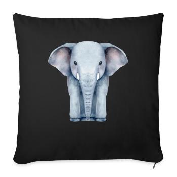 Watercolour Elephant - Sofa pillowcase 17,3'' x 17,3'' (45 x 45 cm) - black - Front