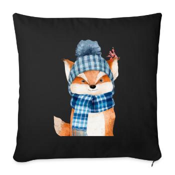 Winter Fuchs - Sofakissenbezug 45 x 45 cm - Schwarz - Vorne
