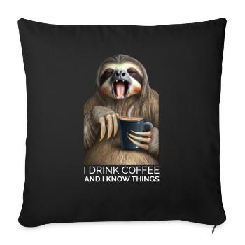 Sloth coffee saying - Sofa pillowcase 17,3'' x 17,3'' (45 x 45 cm) - black - Front