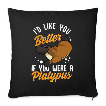 Ornithorynque Humour Je t’aimerais mieux si tu étais un - Housse de coussin décorative 45 x 45 cm - noir - Devant