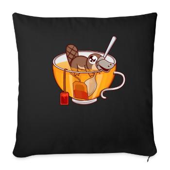 Platypus Swimming in Teacup Tea Drinker Gift - Sofa pillowcase 17,3'' x 17,3'' (45 x 45 cm) - black - Front