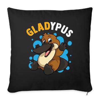 Ornithorynque Humour Gladypus heureux d’être un ornithorynque mignon - Housse de coussin décorative 45 x 45 cm - noir - Devant