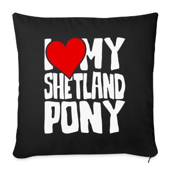 J’adore mon poney Shetland - Housse de coussin décorative 45 x 45 cm - noir - Devant