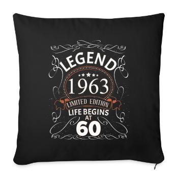 Anniversaire 1963 - Cadeau d’anniversaire Retro Legend - Housse de coussin décorative 45 x 45 cm - noir - Devant