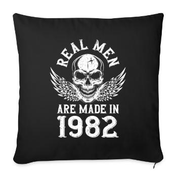Anniversaire 1982 De vrais hommes naissent en 1982 - Housse de coussin décorative 45 x 45 cm - noir - Devant