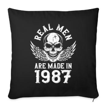 Anniversaire 1987 De vrais hommes sont nés en 1987 - Housse de coussin décorative 45 x 45 cm - noir - Devant