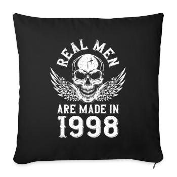 Anniversaire 1998 De vrais hommes naissent en 1998 - Housse de coussin décorative 45 x 45 cm - noir - Devant