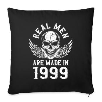 Anniversaire 1999 De vrais hommes naissent en 1999 - Housse de coussin décorative 45 x 45 cm - noir - Devant