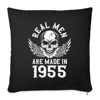 Anniversaire 1955 De vrais hommes sont nés en 1955 - Housse de coussin décorative 45 x 45 cm - noir - Devant
