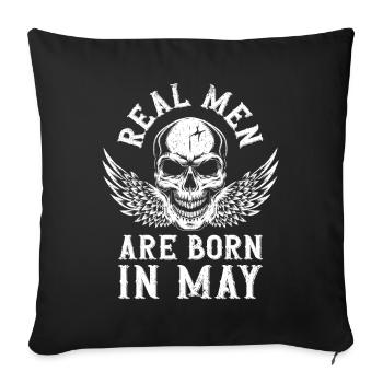 Anniversaire Les vrais hommes naissent en mai - Housse de coussin décorative 45 x 45 cm - noir - Devant