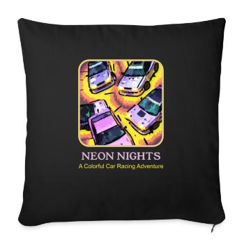 Neon Nights: A colorful car racing adventure - Sofa pillowcase 17,3'' x 17,3'' (45 x 45 cm) - black - Front