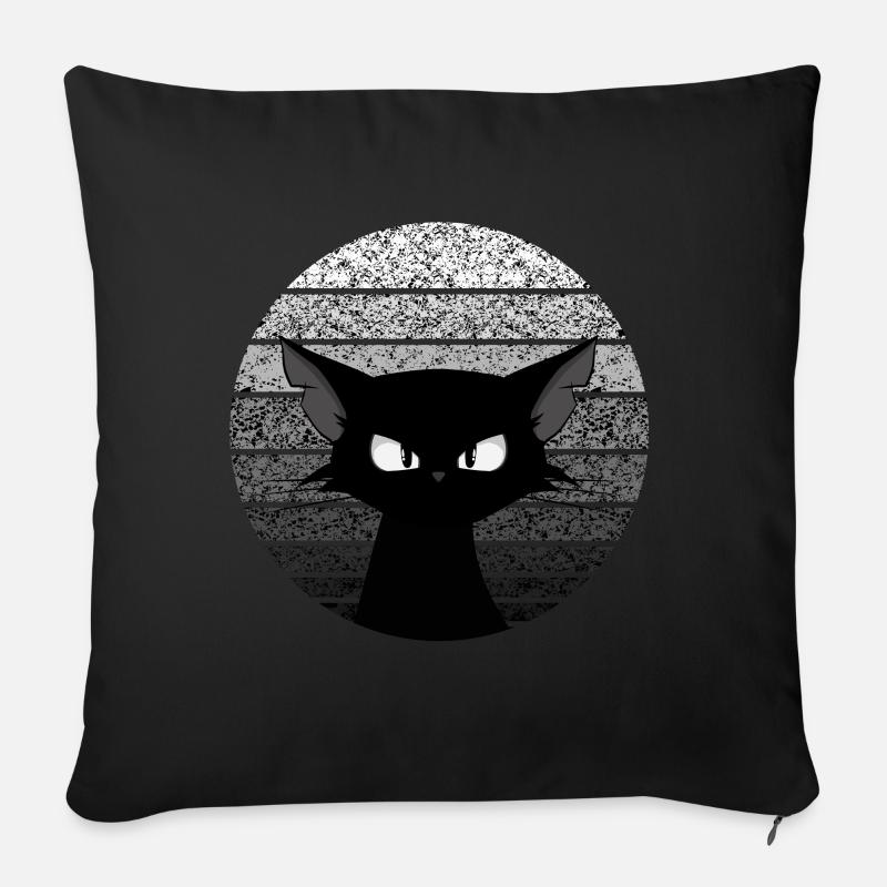 süße Comic Katze / Kater Motiv Sticker Tasse Shirt - Sofakissenbezug 45 x 45 cm - Schwarz