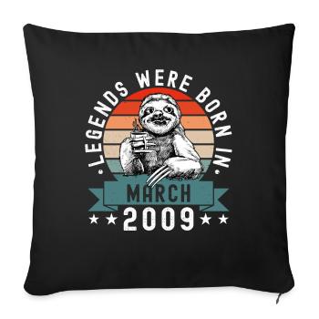 Les légendes sont nées en mars 2009 Paresseux paresseux - Housse de coussin décorative 45 x 45 cm - noir - Devant