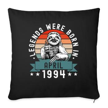 Les légendes sont nées en avril 1994 paresseux défectueux - Housse de coussin décorative 45 x 45 cm - noir - Devant