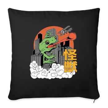 Dragon Géant Coucher de Soleil Japonais - Housse de coussin décorative 45 x 45 cm - noir - Devant