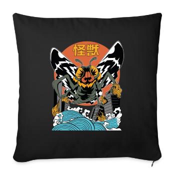 Coucher de soleil géant Moth Japonais - Housse de coussin décorative 45 x 45 cm - noir - Devant