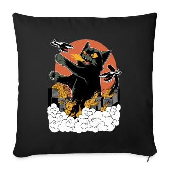Coucher de soleil japonais Catzilla - Housse de coussin décorative 45 x 45 cm - noir - Devant