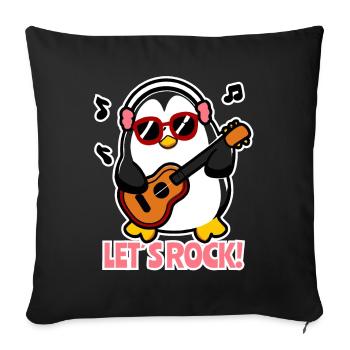 Cool penguin with guitar and sunglasses - Sofa pillowcase 17,3'' x 17,3'' (45 x 45 cm) - black - Front