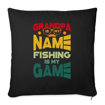 Grand-père est mon nom La pêche est mon jeu - Angeln - Housse de coussin décorative 45 x 45 cm - noir - Devant