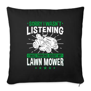 Tracteur à gazon Tondeuse à gazon Tonte de pelouse Gardien de pelouse - Housse de coussin décorative 45 x 45 cm - noir - Devant