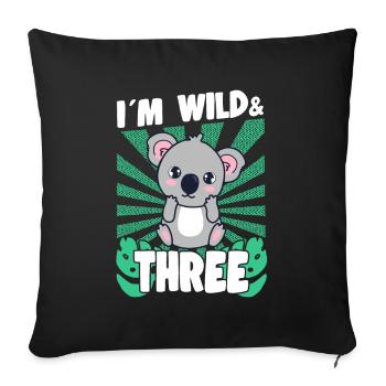 At Wild & 3 Years Bday Party Gift Birthday Kids - Sofa pillowcase 17,3'' x 17,3'' (45 x 45 cm) - black - Front