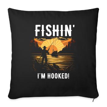 Fishin I'm Hooked - Sofa pillowcase 17,3'' x 17,3'' (45 x 45 cm) - black - Front