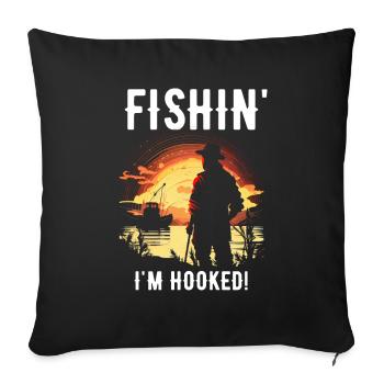 Drôle de pêche - Housse de coussin décorative 45 x 45 cm - noir - Devant
