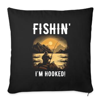 Fishin Je suis accro - Housse de coussin décorative 45 x 45 cm - noir - Devant
