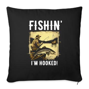 Fishin Je suis accro - Housse de coussin décorative 45 x 45 cm - noir - Devant