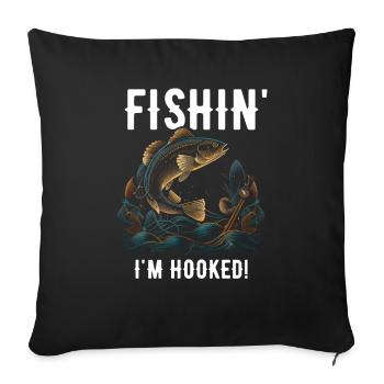 Fishin Je suis accroché à la pêche - Housse de coussin décorative 45 x 45 cm - noir - Devant