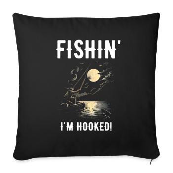 Fishin Je suis accro - Housse de coussin décorative 45 x 45 cm - noir - Devant