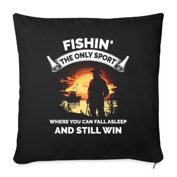 Drôle de pêcheur pêcheur - Housse de coussin décorative 45 x 45 cm - noir - Devant