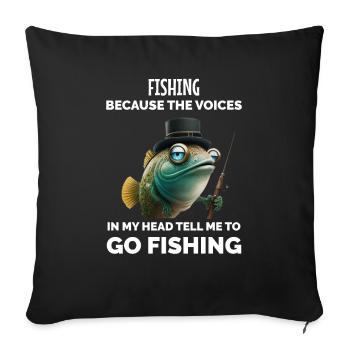 Pêche rétro drôle - Housse de coussin décorative 45 x 45 cm - noir - Devant
