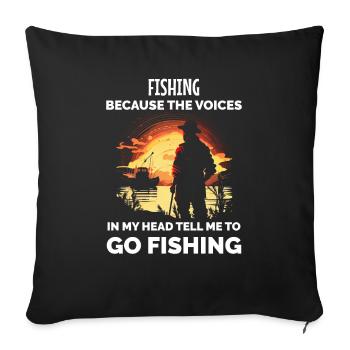 Vintage Fishing Funny Fisherman - Sofa pillowcase 17,3'' x 17,3'' (45 x 45 cm) - black - Front