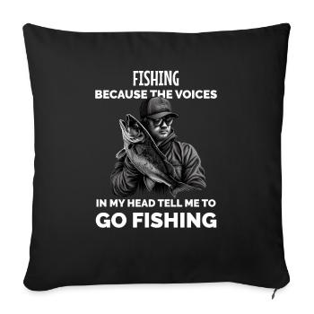 Vintage Fishing Fisherman - Sofa pillowcase 17,3'' x 17,3'' (45 x 45 cm) - black - Front